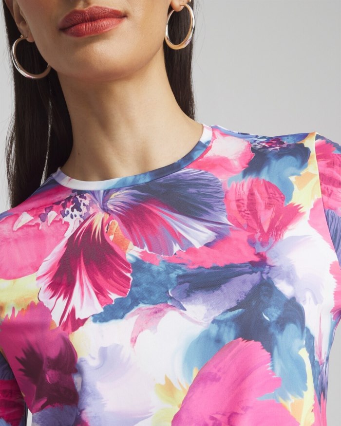 Chicos Zenergy UPF Knit Floral Tee - Magenta Rose Chicos Zenergy UPF Knit Floral Tee - Magenta Rose