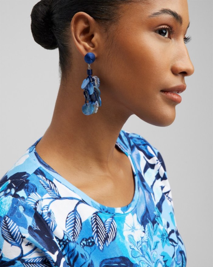 Chicos No Droop Navy Shell Earrings - Classic Navy Chicos No Droop Navy Shell Earrings - Classic Navy