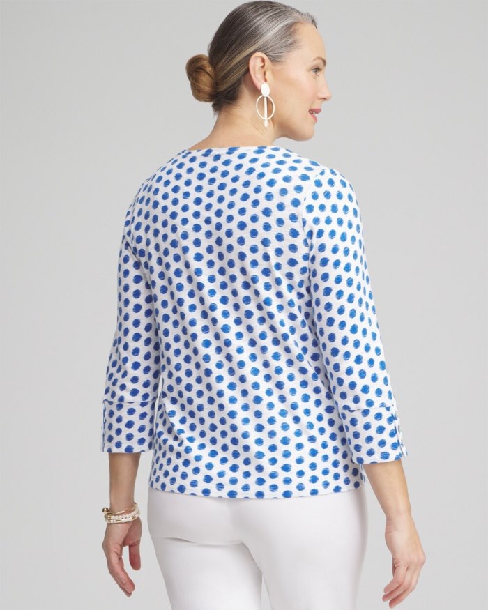 Chicos Ikat 3/4 Sleeve Button Tee - Classic Navy Chicos Ikat 3/4 Sleeve Button Tee - Classic Navy