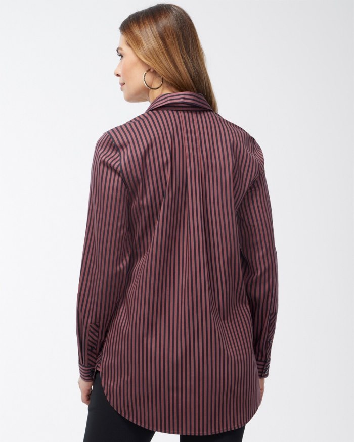 Chicos No Iron Stretch Sable Imperial Stripe Tunic - Sable Brown Chicos No Iron Stretch Sable Imperial Stripe Tunic - Sable Brown