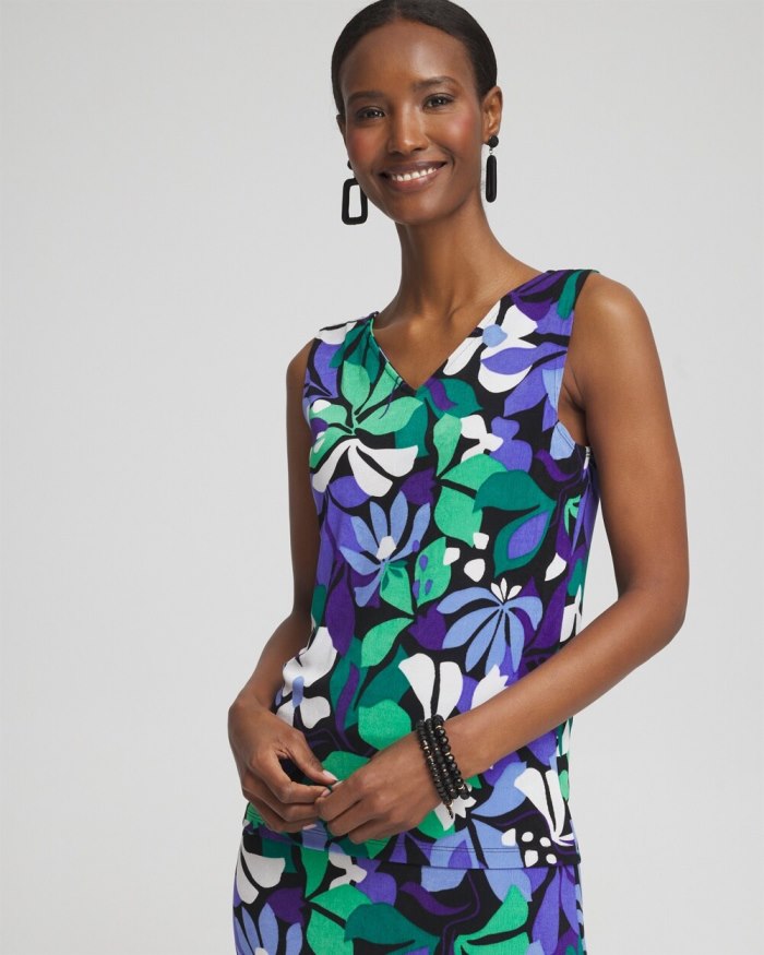 Chicos Travelers Floral Reversible Tank - Purple Nightshade Chicos Travelers Floral Reversible Tank - Purple Nightshade