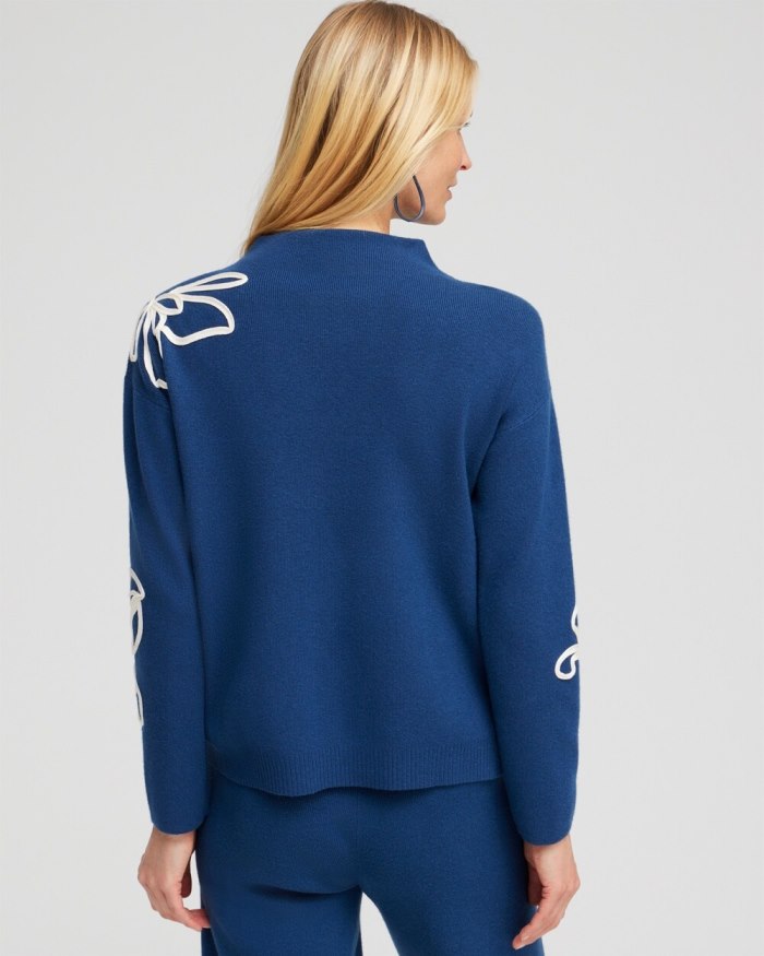 Chicos Zenergy Luxe Cashmere Blend Soutache Top - Azores Blue Chicos Zenergy Luxe Cashmere Blend Soutache Top - Azores Blue