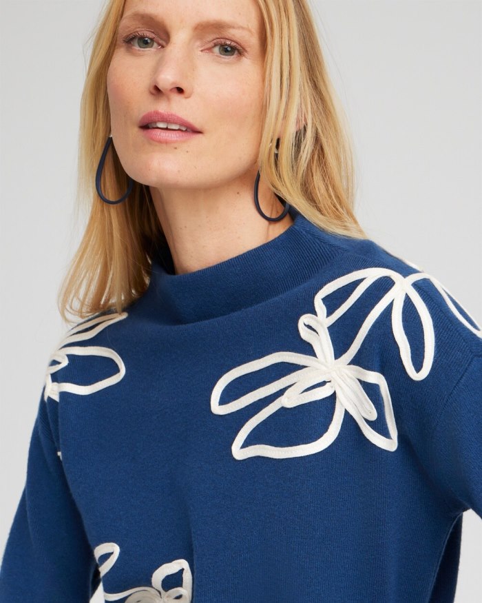 Chicos Zenergy Luxe Cashmere Blend Soutache Top - Azores Blue Chicos Zenergy Luxe Cashmere Blend Soutache Top - Azores Blue