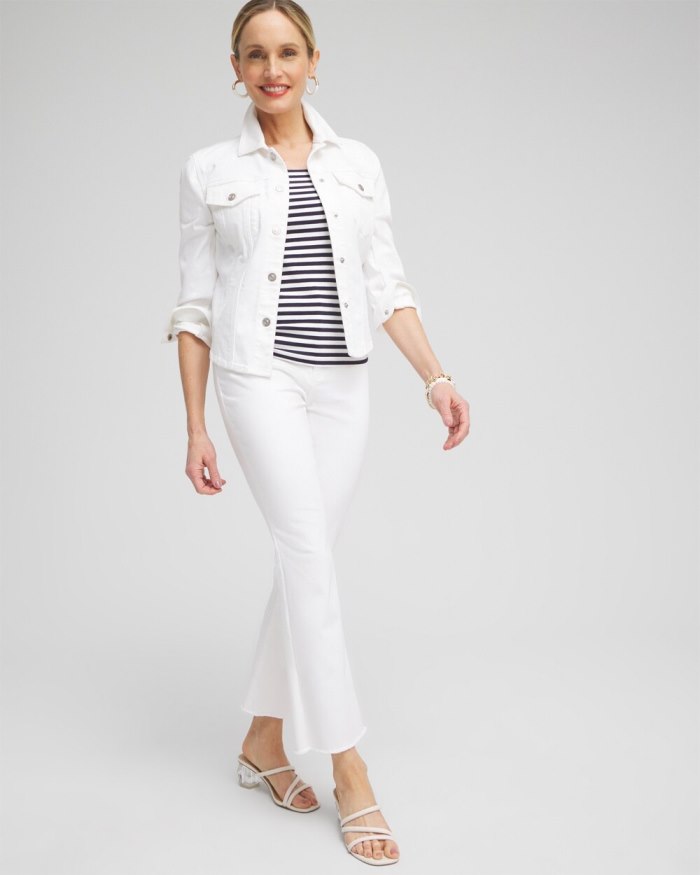 Chicos No Stain Girlfriend Fray Hem Kick Flare Jeans - Alabaster Chicos No Stain Girlfriend Fray Hem Kick Flare Jeans - Alabaster