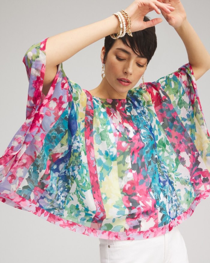 Chicos Mixed Floral Poncho - Classic Navy Chicos Mixed Floral Poncho - Classic Navy