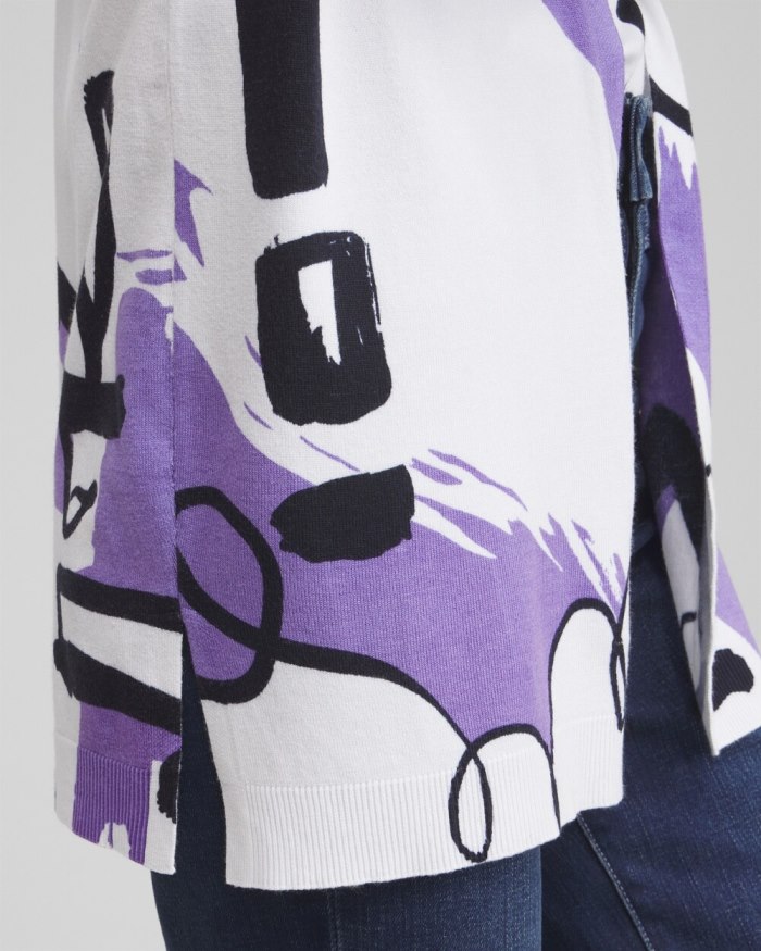 Chicos Spun Rayon Abstract Print Cardigan - Parisian Purple Chicos Spun Rayon Abstract Print Cardigan - Parisian Purple