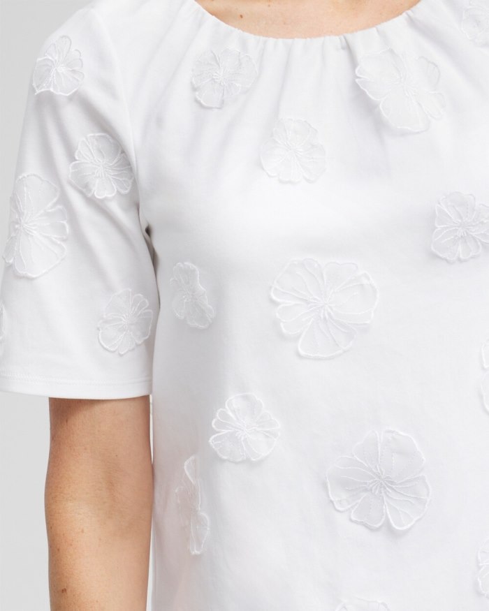 Chicos 3D Applique Bubble Hem Top - Alabaster Chicos 3D Applique Bubble Hem Top - Alabaster