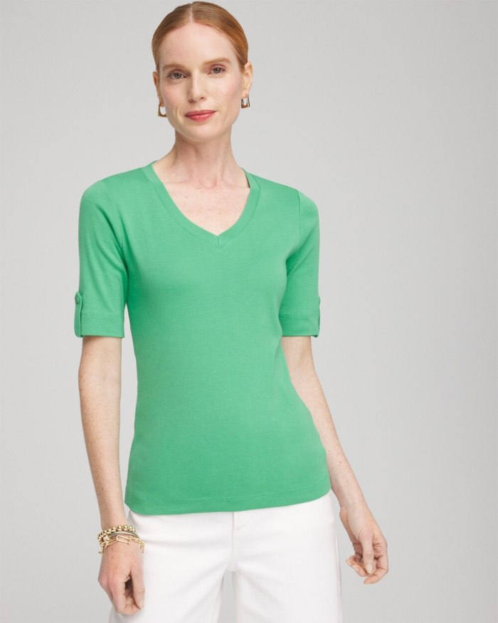 Chicos Everyday V-neck Tee - GRASSY GREEN Chicos Everyday V-neck Tee - GRASSY GREEN