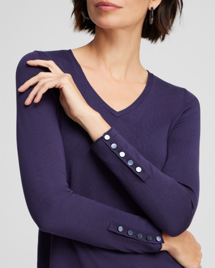 Chicos Spun Rayon V-neck Pullover Sweater - Dewberry Chicos Spun Rayon V-neck Pullover Sweater - Dewberry