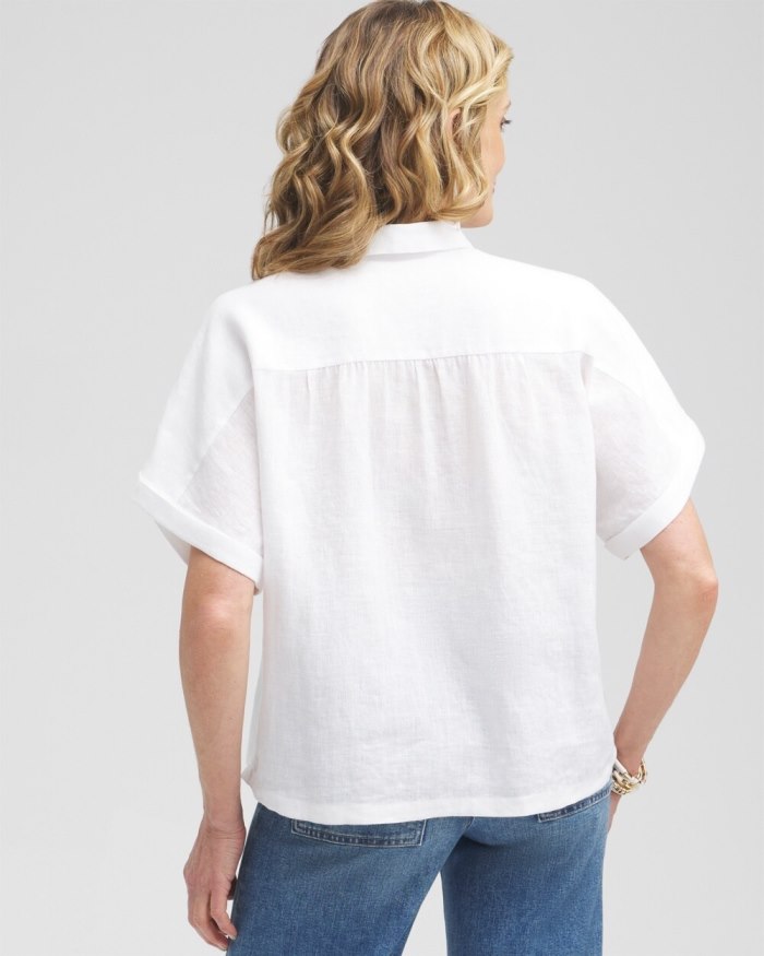 Chicos Linen Embroidered Applique Shirt - Alabaster Chicos Linen Embroidered Applique Shirt - Alabaster