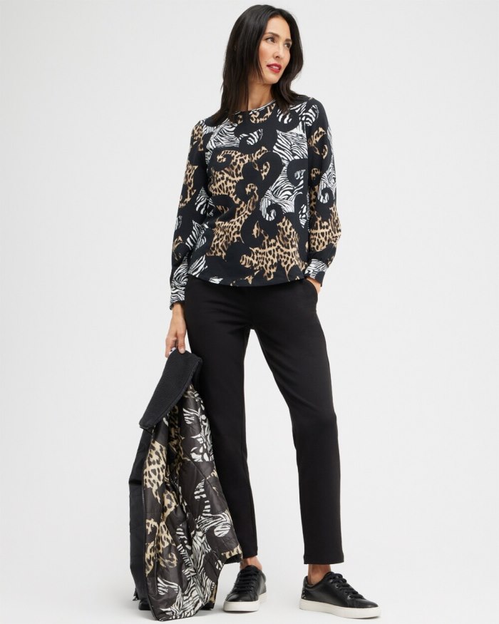 Chicos Zenergy Mixed Animal Print Sweatshirt - Black Chicos Zenergy Mixed Animal Print Sweatshirt - Black
