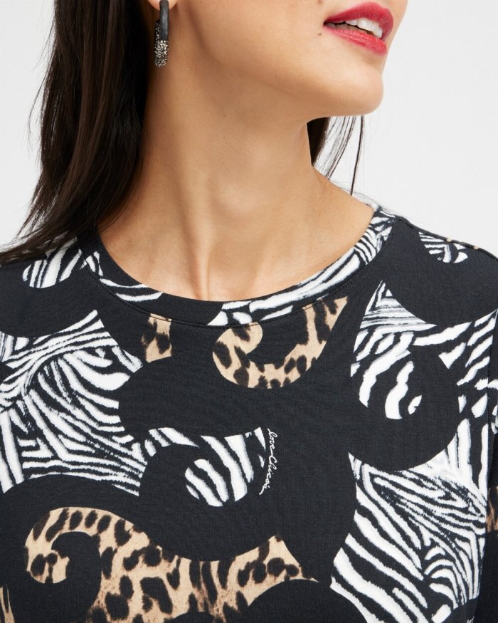Chicos Zenergy Mixed Animal Print Sweatshirt - Black Chicos Zenergy Mixed Animal Print Sweatshirt - Black