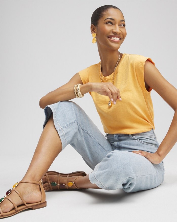 Chicos Cap Sleeve Tee - Mango Sorbet Chicos Cap Sleeve Tee - Mango Sorbet