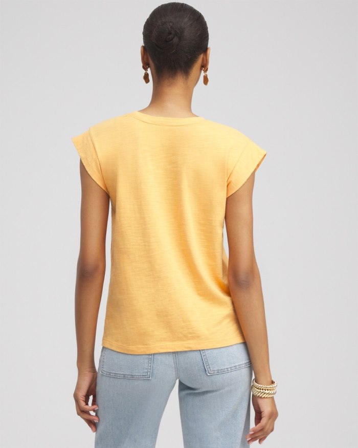 Chicos Cap Sleeve Tee - Mango Sorbet Chicos Cap Sleeve Tee - Mango Sorbet