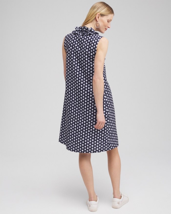 Chicos Zenergy Neema UPF Dot Ruffle Dress - Classic Navy Chicos Zenergy Neema UPF Dot Ruffle Dress - Classic Navy