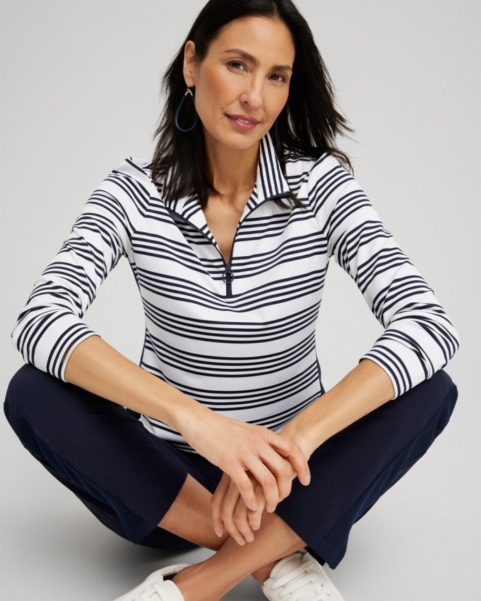 Chicos Zenergy UPF Stripe Long Sleeve Top - Classic Navy Chicos Zenergy UPF Stripe Long Sleeve Top - Classic Navy