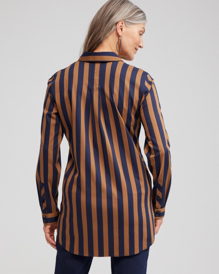 Chicos No Iron Stretch Stripe Tunic - Classic Navy Chicos No Iron Stretch Stripe Tunic - Classic Navy
