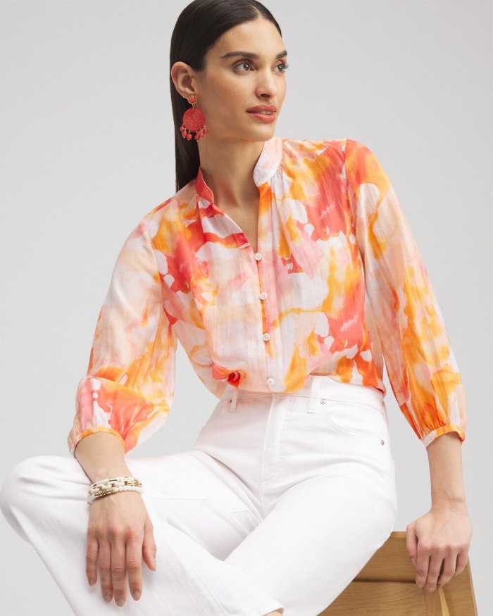 Chicos Watercolor Shirt - Alabaster Chicos Watercolor Shirt - Alabaster