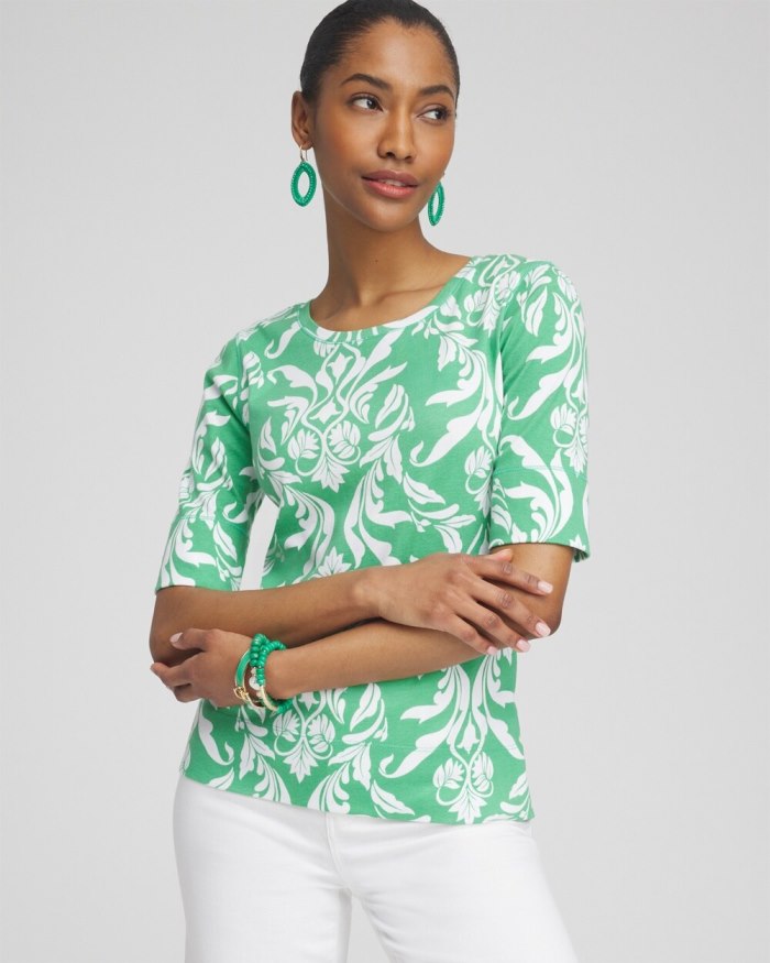 Chicos Swirl Jewel Neck Tee - GRASSY GREEN Chicos Swirl Jewel Neck Tee - GRASSY GREEN