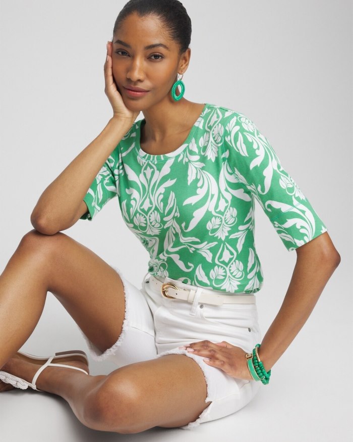Chicos Swirl Jewel Neck Tee - GRASSY GREEN Chicos Swirl Jewel Neck Tee - GRASSY GREEN