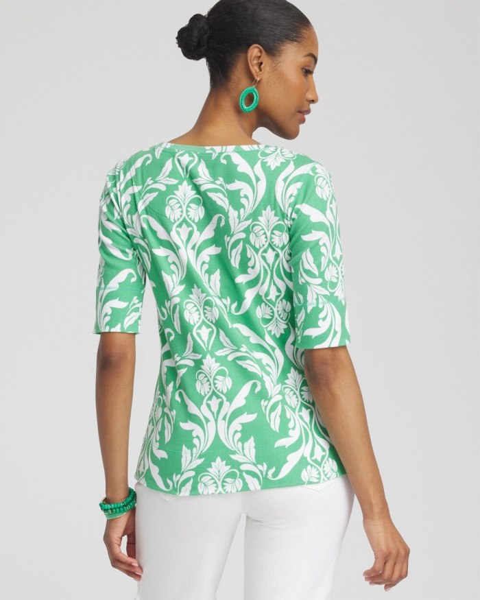 Chicos Swirl Jewel Neck Tee - GRASSY GREEN Chicos Swirl Jewel Neck Tee - GRASSY GREEN