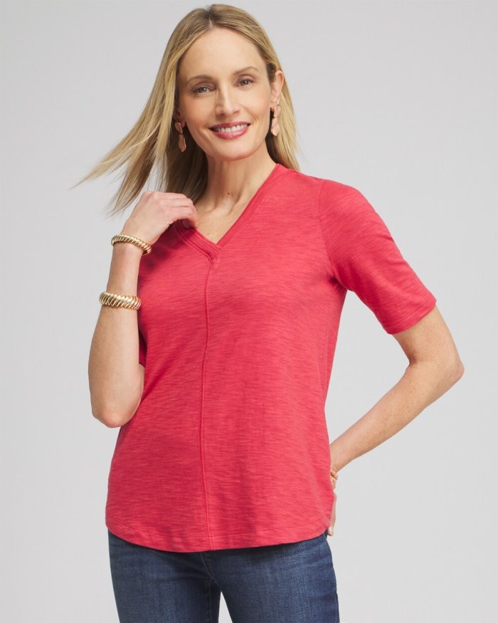Chicos Elbow Sleeve A-line Tee - Ginger Rose Chicos Elbow Sleeve A-line Tee - Ginger Rose