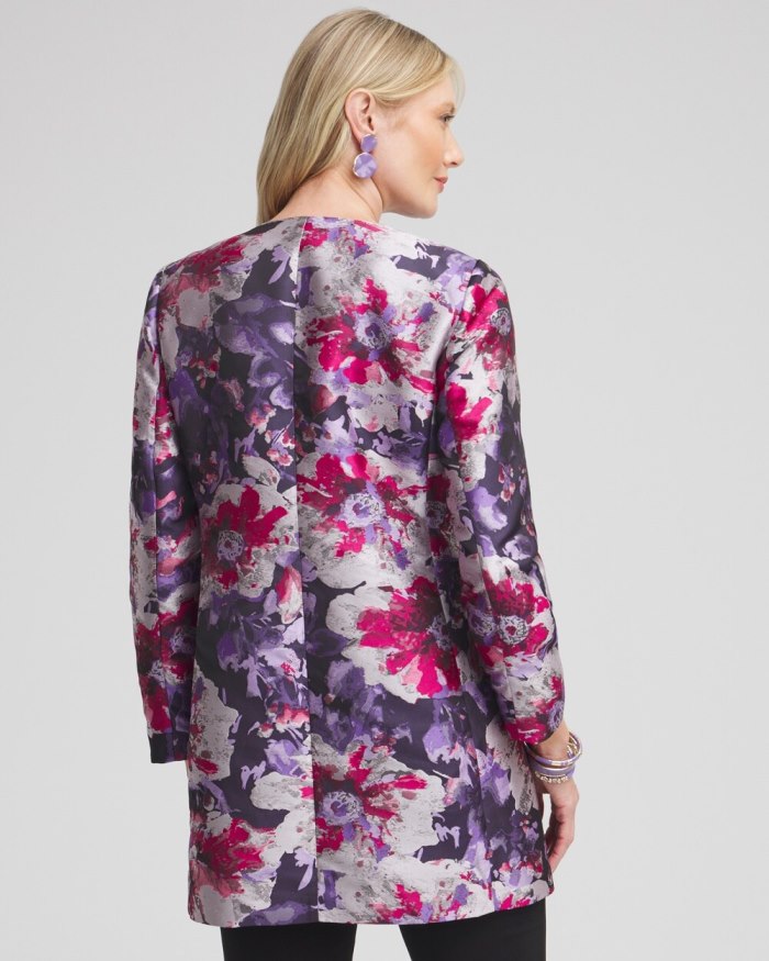 Chicos Floral Jacquard Topper - Purple Chicos Floral Jacquard Topper - Purple