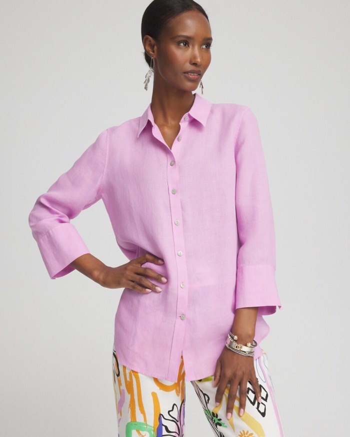 Chicos No Iron 3/4 Sleeve Shirt - Cane Orchid Chicos No Iron 3/4 Sleeve Shirt - Cane Orchid