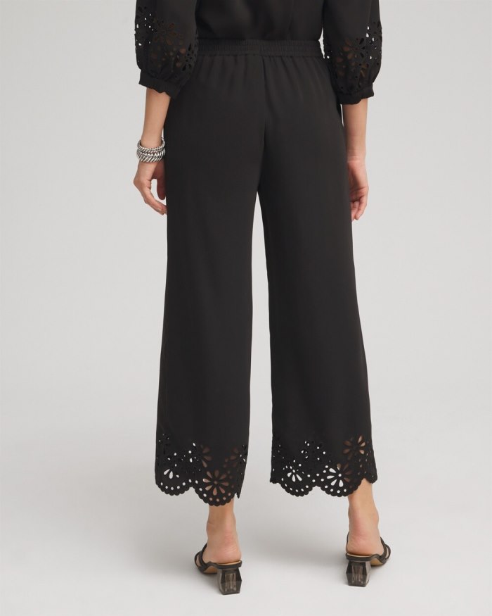 Chicos Satin Eyelet Hem Culottes - Black Chicos Satin Eyelet Hem Culottes - Black