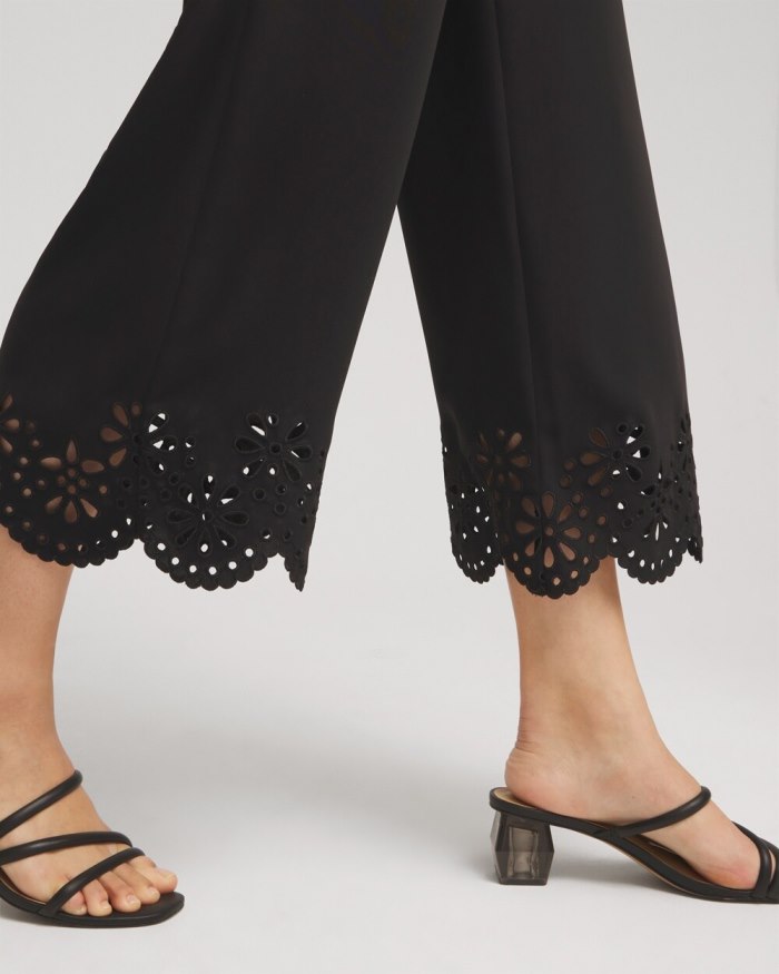 Chicos Satin Eyelet Hem Culottes - Black Chicos Satin Eyelet Hem Culottes - Black