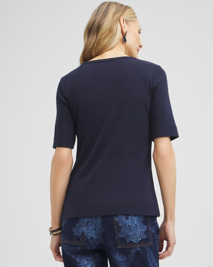 Chicos Everyday Elbow Sleeve Tee - Alabaster Chicos Everyday Elbow Sleeve Tee - Alabaster