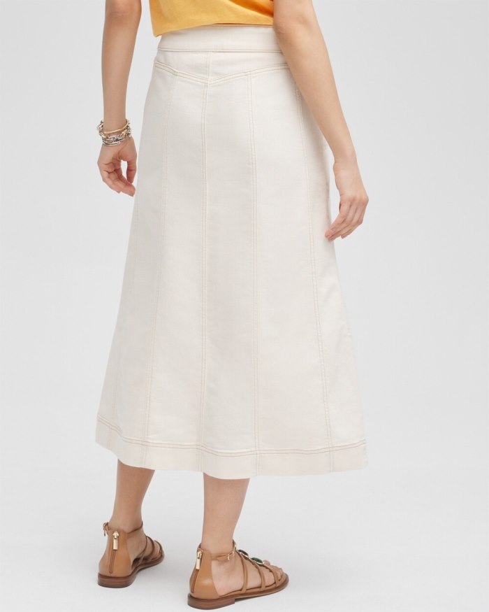 Chicos Seeded Denim Midi Skirt - Natural Seeded Chicos Seeded Denim Midi Skirt - Natural Seeded