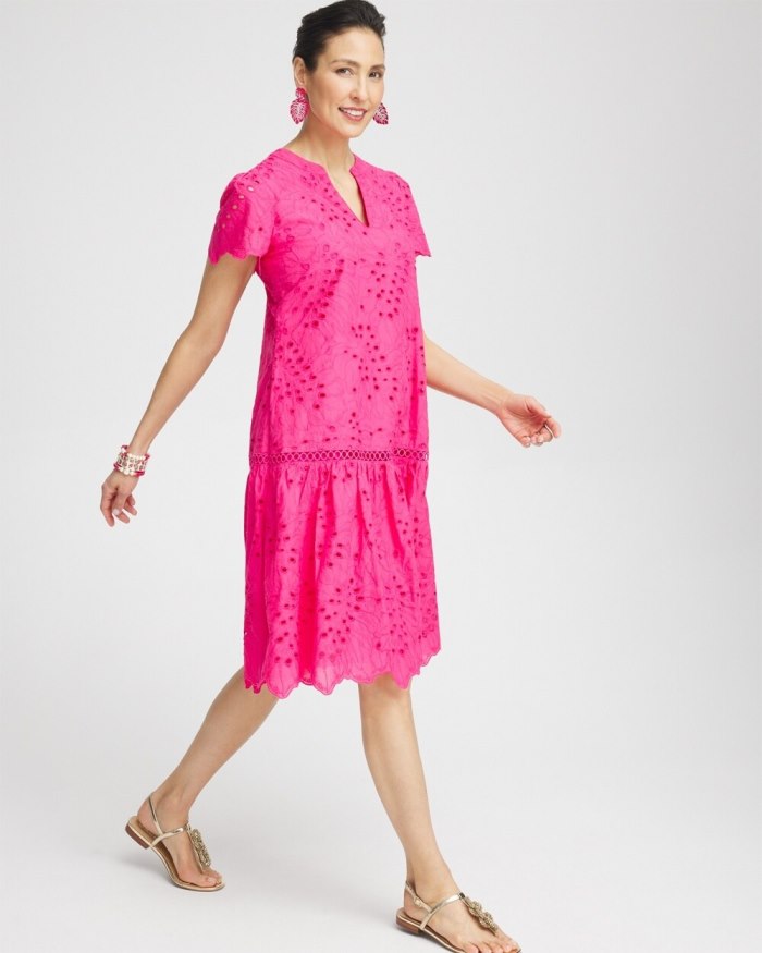 Chicos Lace Popover Dress - PINK BROMELIAD Chicos Lace Popover Dress - PINK BROMELIAD