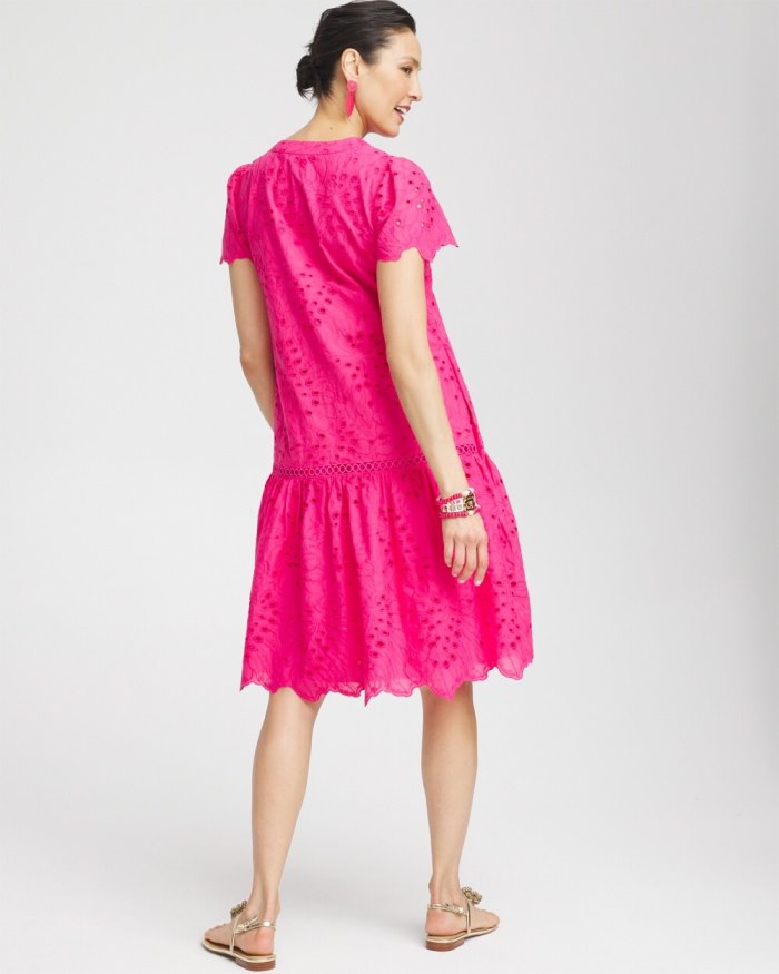 Chicos Lace Popover Dress - PINK BROMELIAD Chicos Lace Popover Dress - PINK BROMELIAD