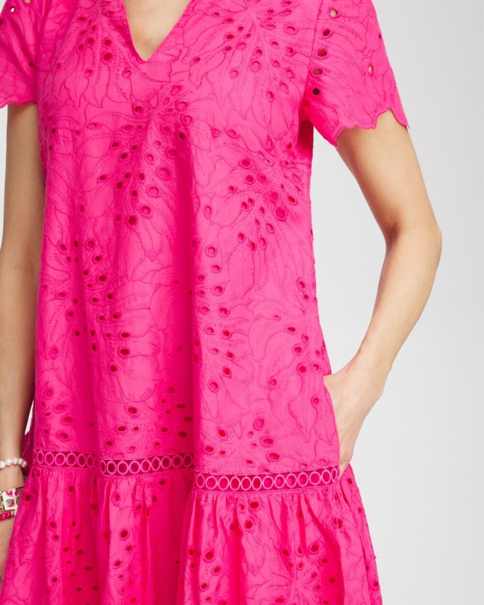 Chicos Lace Popover Dress - PINK BROMELIAD Chicos Lace Popover Dress - PINK BROMELIAD