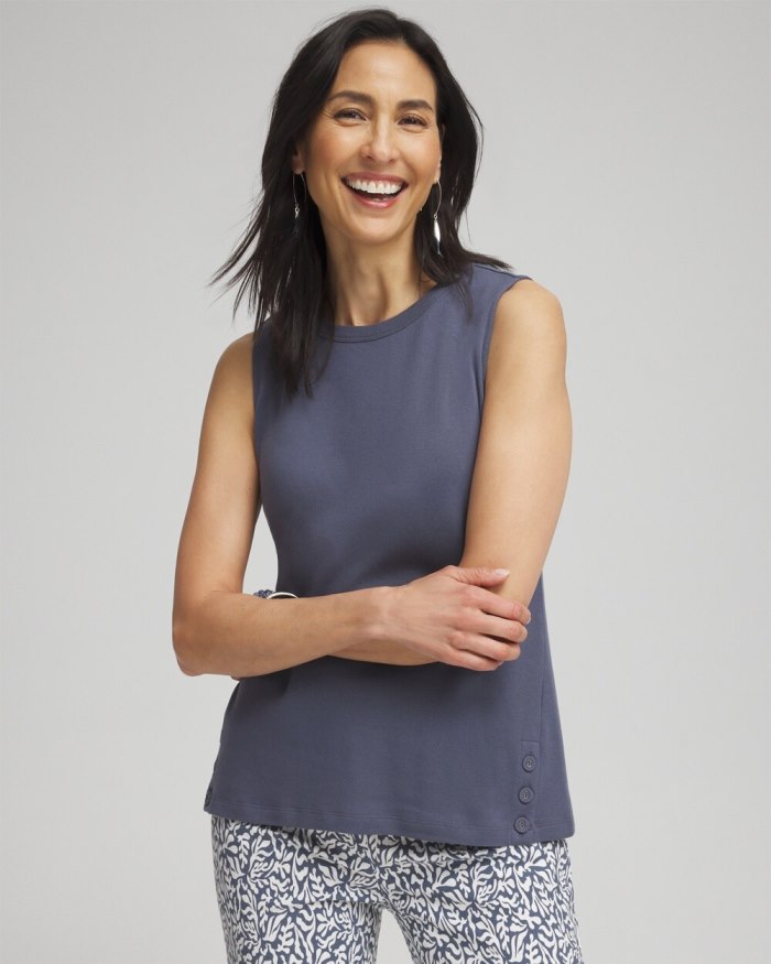 Chicos Button Detail Tank - PINK ANIMA Chicos Button Detail Tank - PINK ANIMA