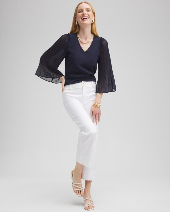 Chicos Pleated Billow Sleeve Top - Classic Navy Chicos Pleated Billow Sleeve Top - Classic Navy