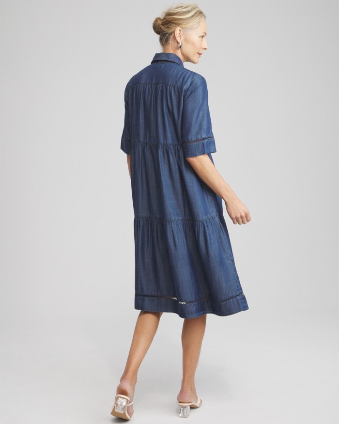 Chicos Eyelet Trim Midi Dress - Marina Bay Indigo Chicos Eyelet Trim Midi Dress - Marina Bay Indigo