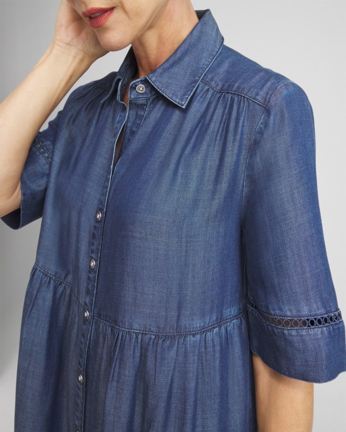 Chicos Eyelet Trim Midi Dress - Marina Bay Indigo Chicos Eyelet Trim Midi Dress - Marina Bay Indigo