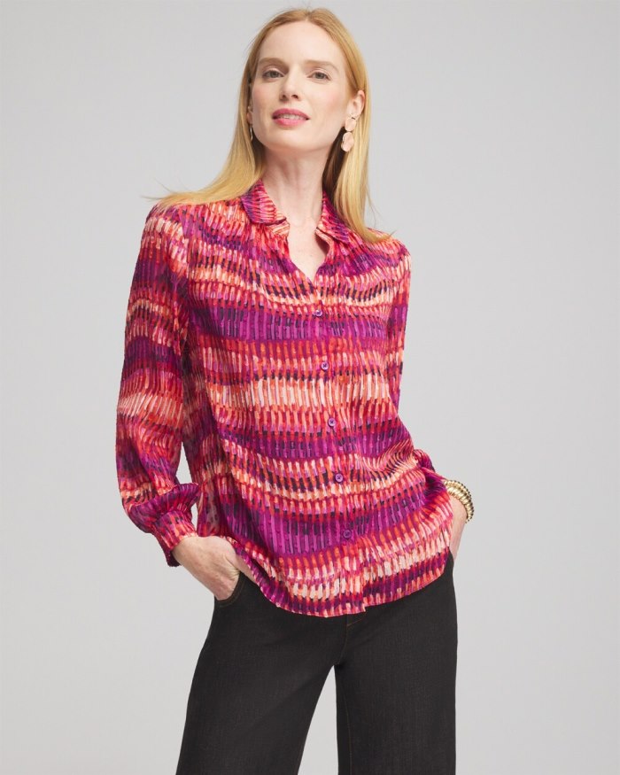 Chicos Jacquard Clip Dot Shirt - Fresh Plum Chicos Jacquard Clip Dot Shirt - Fresh Plum