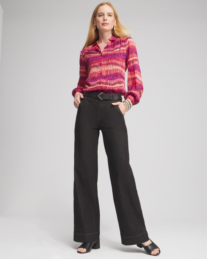 Chicos Jacquard Clip Dot Shirt - Fresh Plum Chicos Jacquard Clip Dot Shirt - Fresh Plum