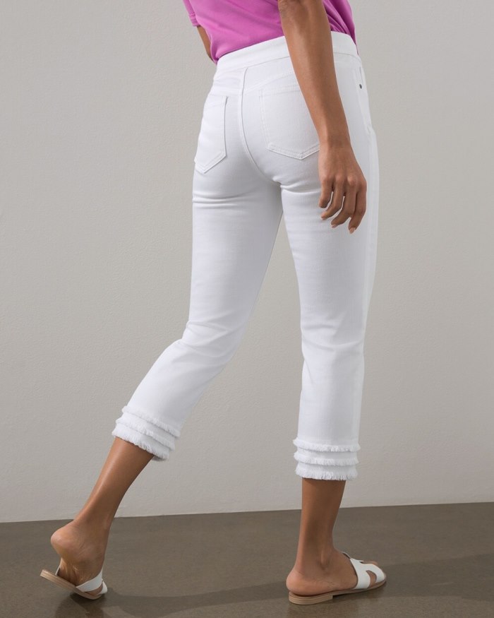Chicos No Stain Triple Fray Pull-On Capris - Alabaster Chicos No Stain Triple Fray Pull-On Capris - Alabaster