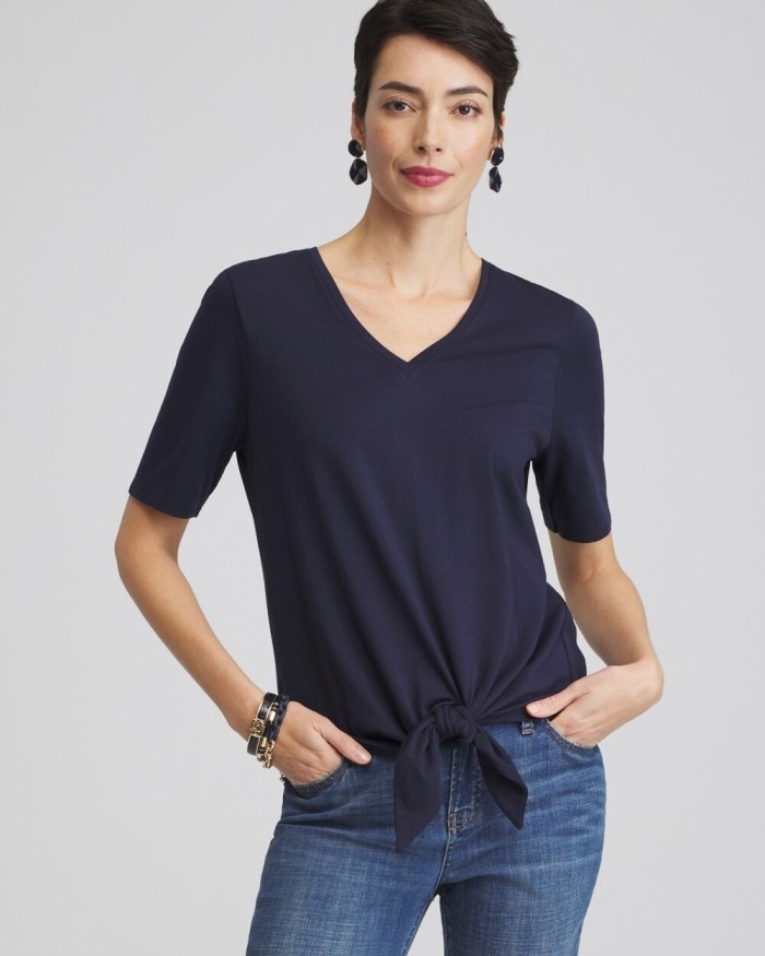 Chicos Tie-Front Top - Magenta Rose Chicos Tie-Front Top - Magenta Rose