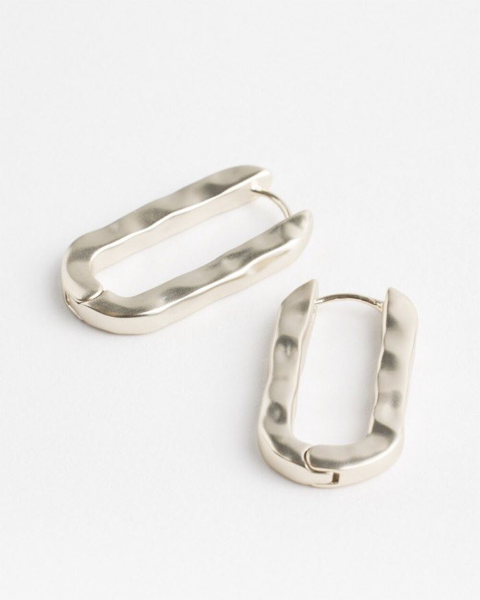 Chicos No Droop Gold Tone Leather Hoops - Smokey Taupe Chicos No Droop Gold Tone Leather Hoops - Smokey Taupe