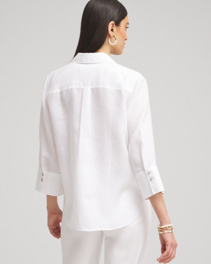 Chicos No Iron Linen 3/4 Sleeve Shirt - Optic White Chicos No Iron Linen 3/4 Sleeve Shirt - Optic White