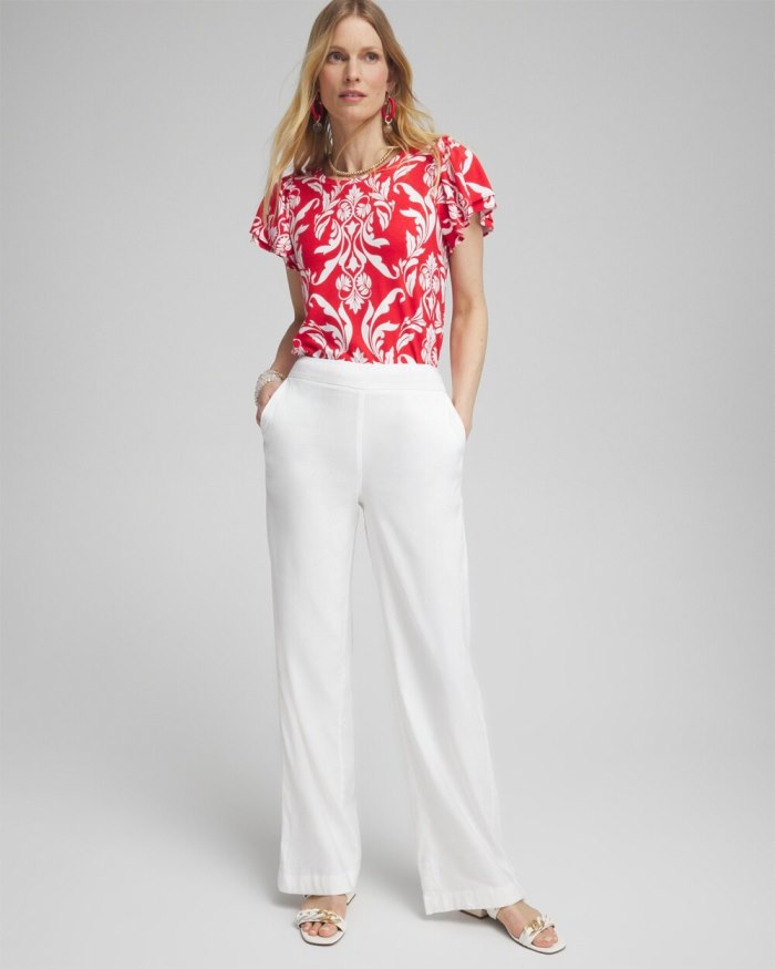 Chicos Red Ruffle Sleeve Tee - Watermelon Punch Chicos Red Ruffle Sleeve Tee - Watermelon Punch