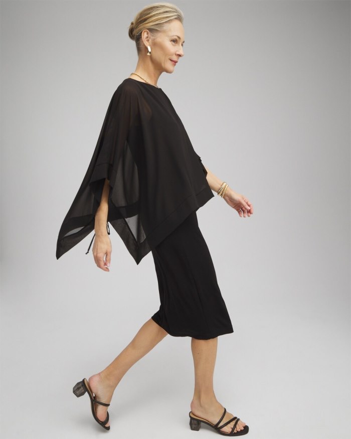 Chicos Travelers Chiffon Overlay Dress - Travelers Black Chicos Travelers Chiffon Overlay Dress - Travelers Black