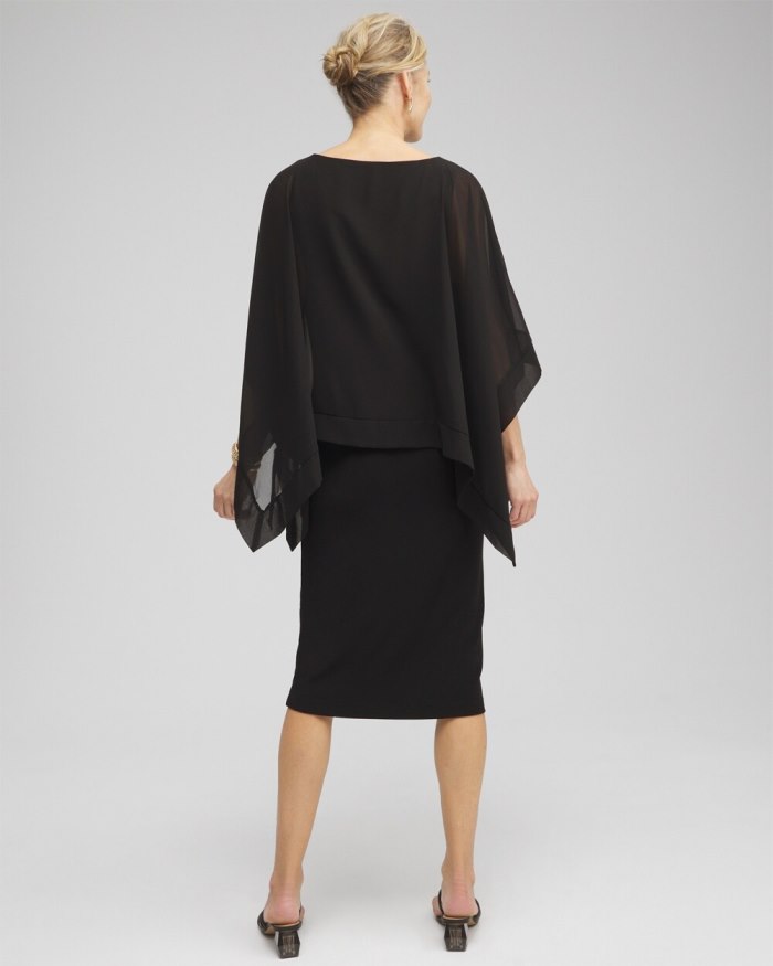 Chicos Travelers Chiffon Overlay Dress - Travelers Black Chicos Travelers Chiffon Overlay Dress - Travelers Black
