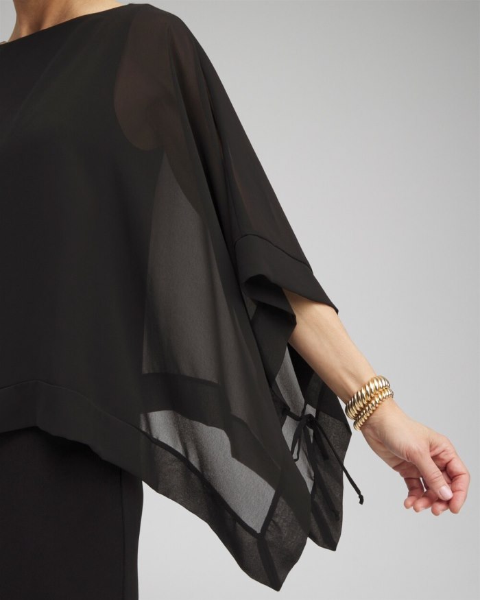 Chicos Travelers Chiffon Overlay Dress - Travelers Black Chicos Travelers Chiffon Overlay Dress - Travelers Black