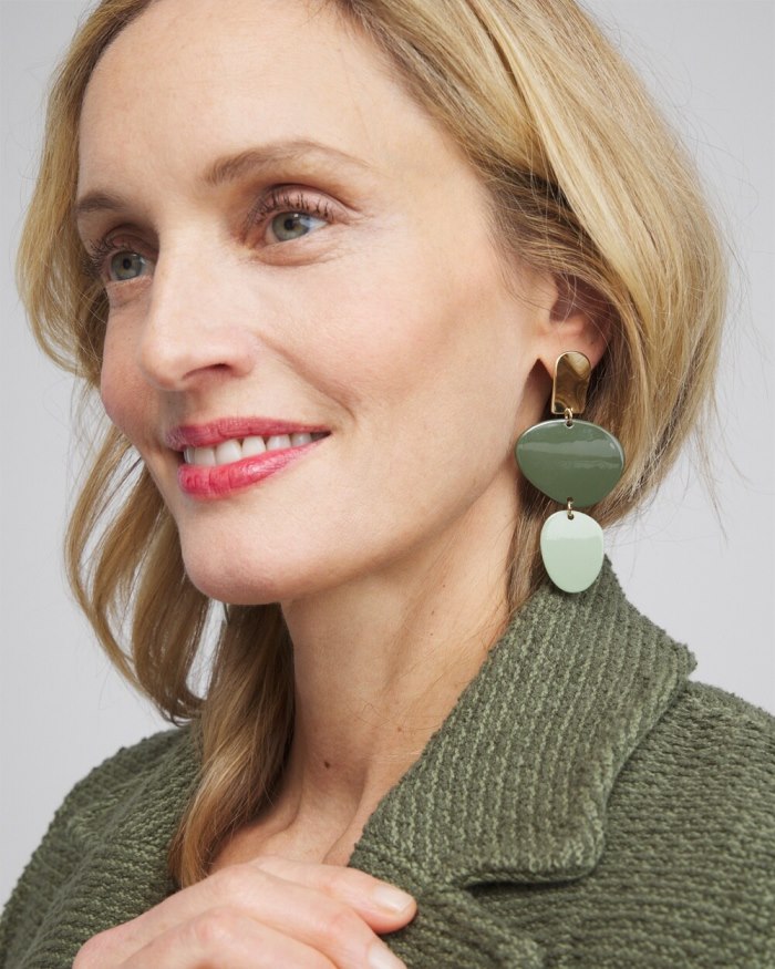 Chicos Linear Drop Earrings - Olive Chicos Linear Drop Earrings - Olive